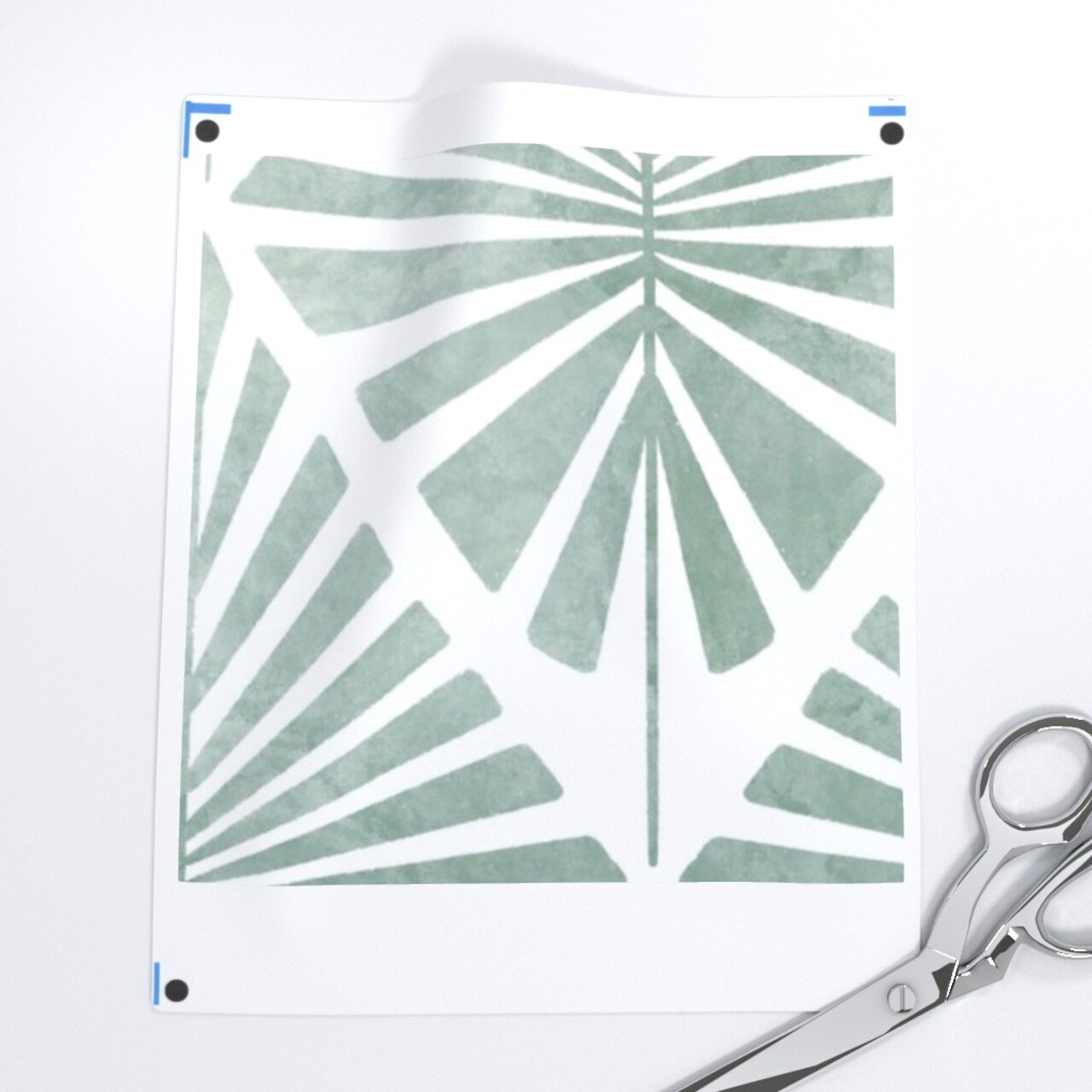 Boho Geo Tropical Beach House Summer Eucalyptus Sage Green Coastal Geometric Diamond Palms Custom Removable Wallpaper by Spoonflower Peel & Stick Wallpaper 2FT Wide